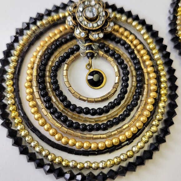 Double Circle Statement Drop Earrings Chandelier Earrings House of Moda Earrings - Picture 12 of 14